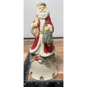 Santa Claus Ceramic Bell Hand-Painted Vintage Christmas Decoration